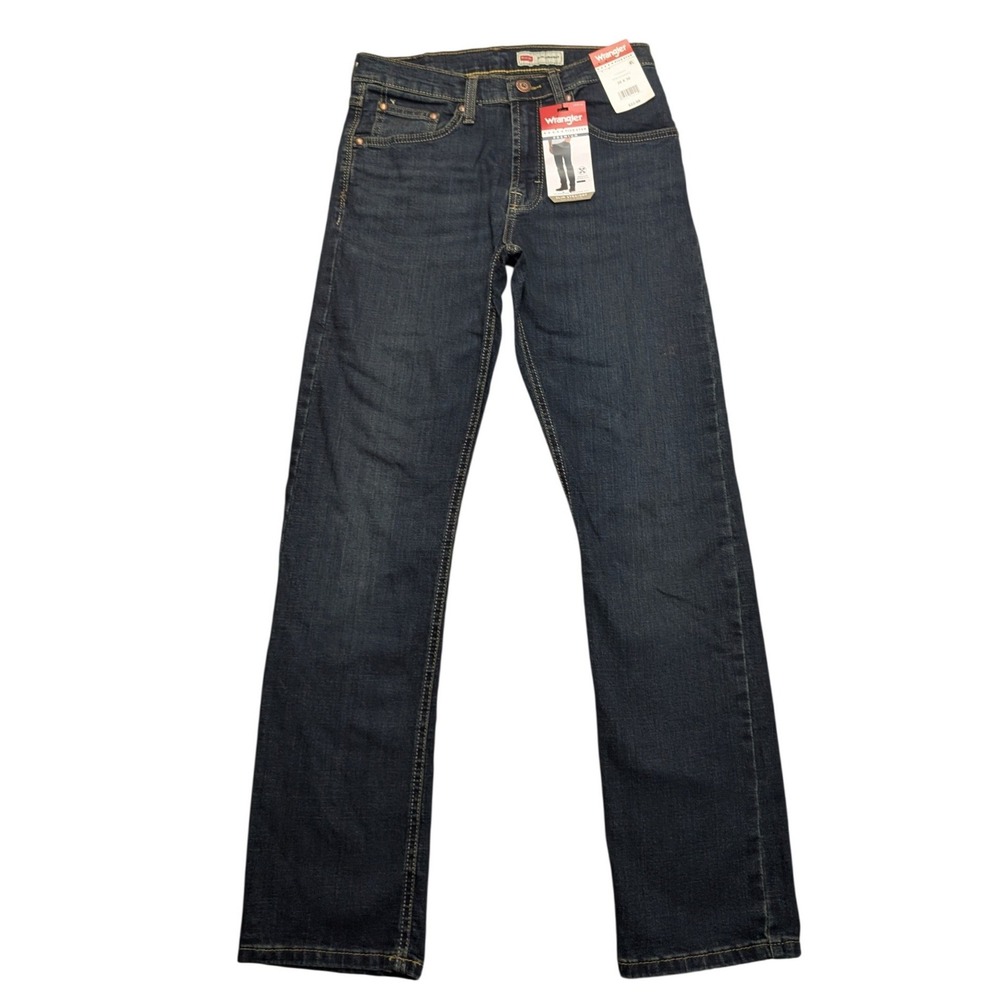 Wrangler Slim Straight Jeans Mens 28x30 Dark Wash Blue Premium Stretch Denim